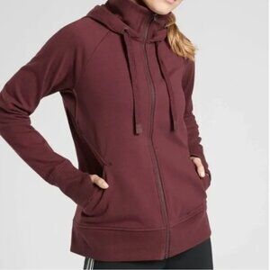 Athleta Triumph Hoodie Zip Up Jacket Spiced Cabernet Small Maroon